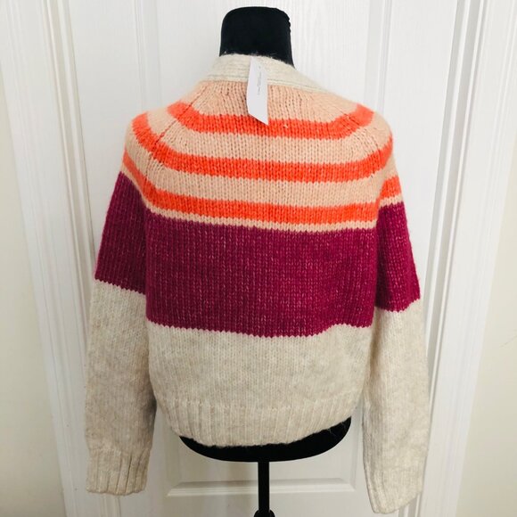 American Eagle Women's Colorblock Cardigan Sweater M Wool Blend Button-Down NWT - Picture 4 of 8